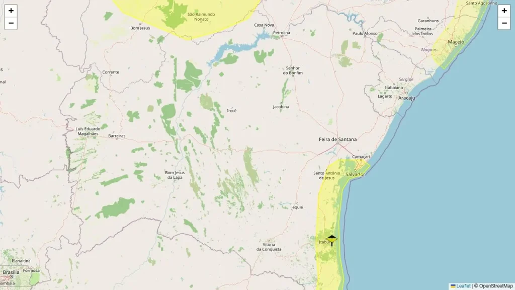 73 Municípios da Bahia em Alerta para Chuva e Baixa Umidade nesta Segunda-feira
