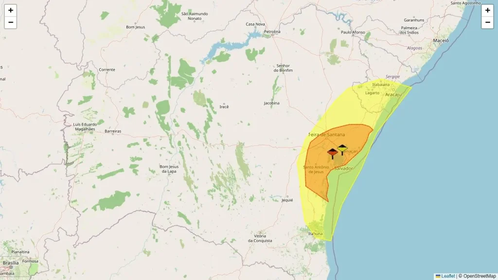 Inmet emite alertas de chuva para 131 municípios da Bahia neste domingo