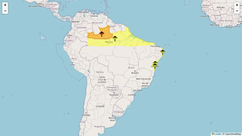 Inmet emite alertas de chuvas intensas e acumulado de chuva em 13 estados