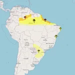Inmet emite alertas para chuvas intensas e tempestades em 1397 municípios