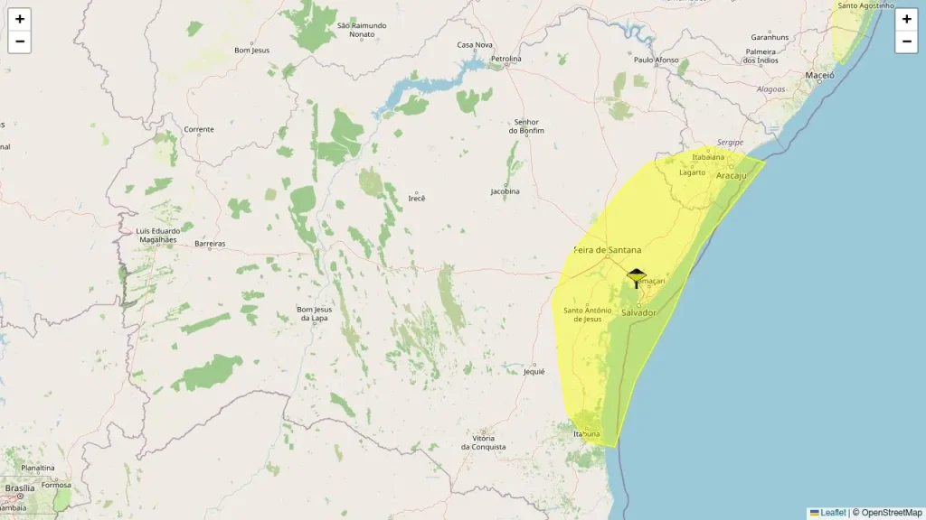 Alerta de Acumulado de Chuva é Emitido para 131 Municípios da Bahia