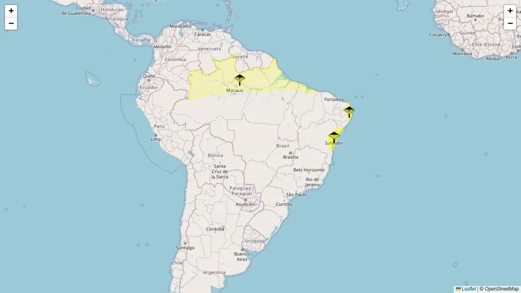 Brasil emite três alertas meteorológicos para chuvas intensas e acumulados