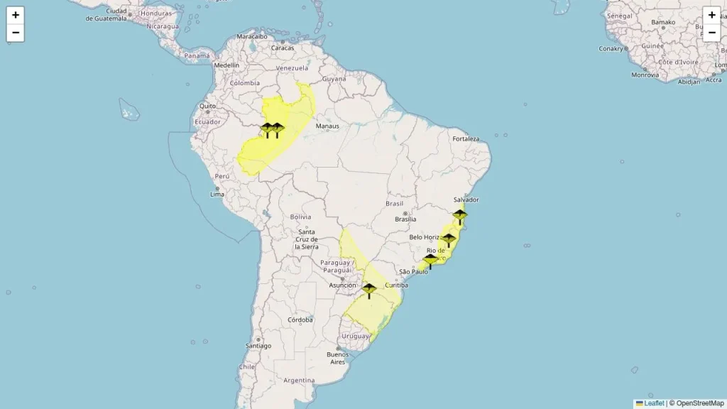 Inmet alerta para tempestades e ventos fortes em 1.397 cidades do Brasil