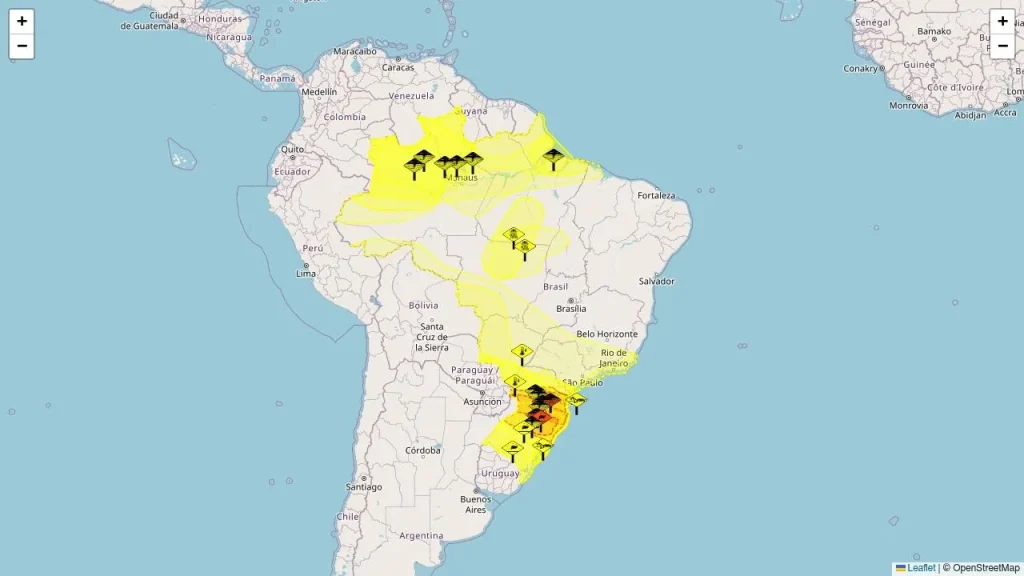 Inmet emite 23 alertas meteorológicos para 18 estados do Brasil