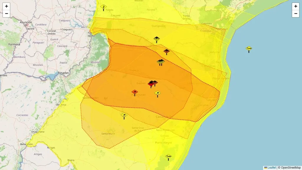 Inmet emite alerta vermelho para chuvas intensas em 462 municípios a partir de quarta-feira