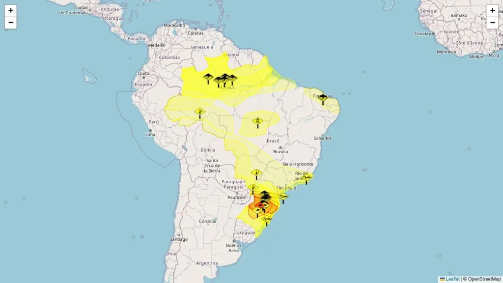 Inmet emite alertas para chuvas intensas e tempestades em 23 estados