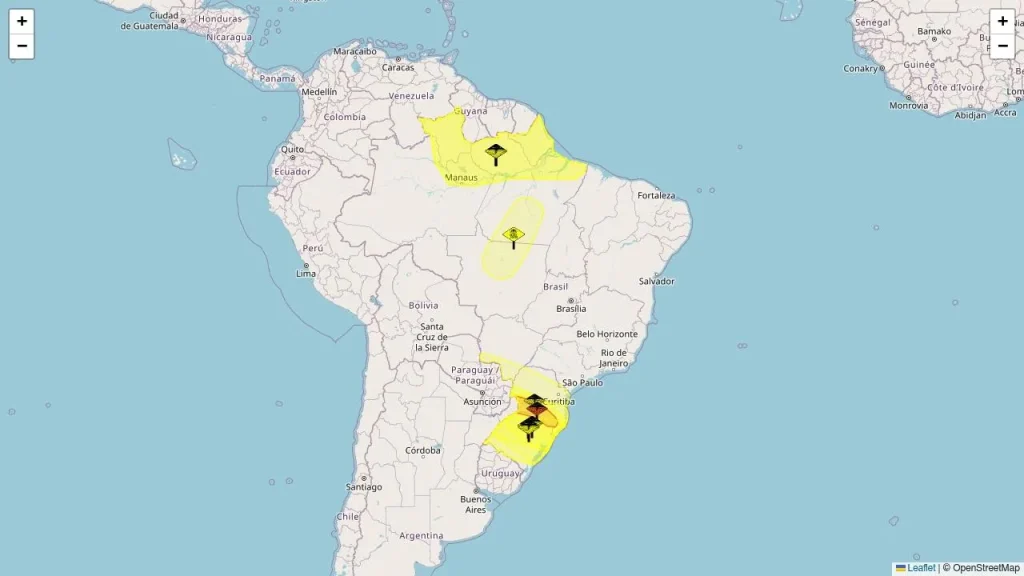 Inmet emite alertas para tempestades e chuvas intensas em 1354 municípios