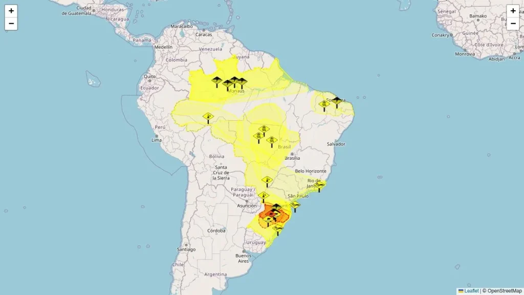 Inmet emite alertas de tempestade e chuvas intensas para 24 estados brasileiros