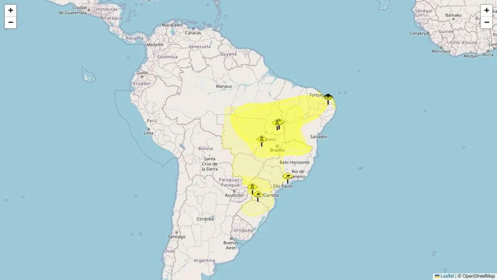 Inmet emite alertas de umidade baixa, geada e chuvas intensas para 21 estados