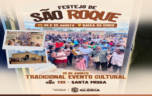 Baixa do Chico celebra São Roque com missa e procissão em 14 e 15/8