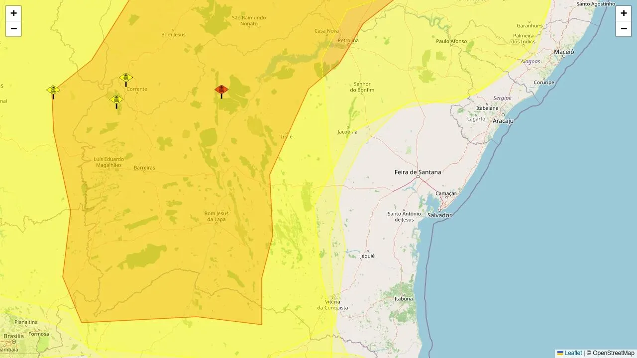 Inmet alerta: umidade pode cair a 12% e tempestades atingem 229 cidades